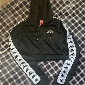 Perfect condition cropped black Kappa jacket